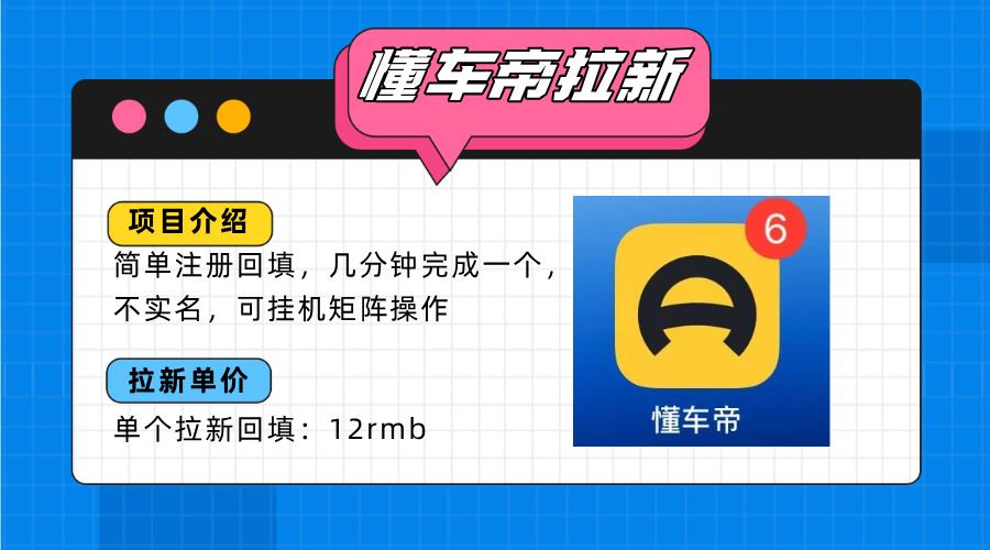 懂车帝邪修拉新玩法，简单注册回填，不sm，单个拉新12rmb，轻松日入200+-chywc