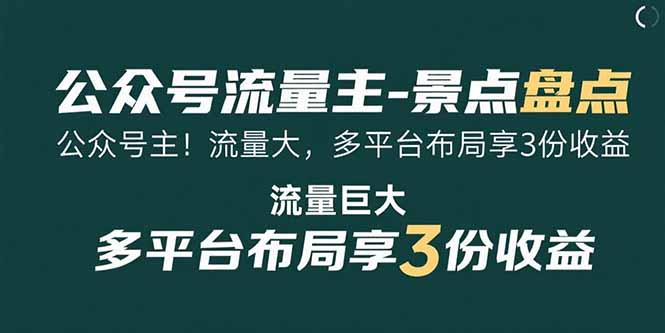 公众号流量主-景点盘点 流量巨大 多平台布局享3份收益-chywc