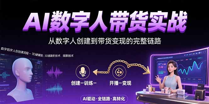 AI数字人+带货实战：从数字人创建到带货变现的完整链路-chywc