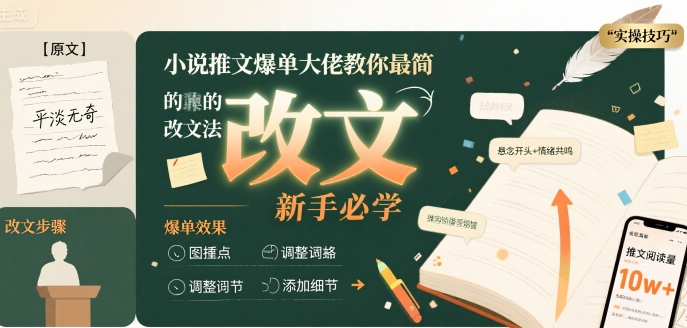 小说推文爆单大佬教你最简单的改文方法实操课，新手必学-chywc