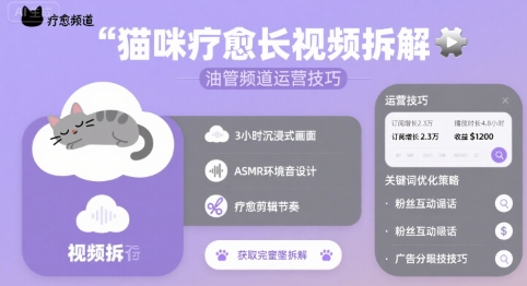 猫咪疗愈长视频拆解 &油管频道运营技巧-chywc