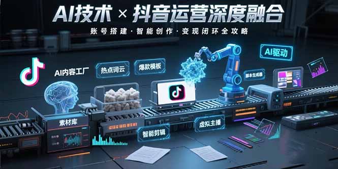 AI技术与抖音运营的深度融合应用：涵盖账号搭建、内容创作、收益变现等-chywc