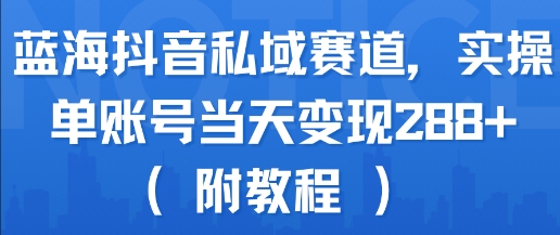 蓝海抖音私域赛道，实操单账号当天变现288+(附教程)-chywc