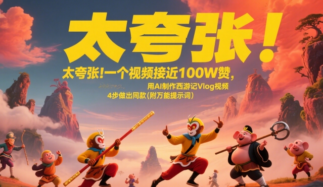太夸张！一个视频接近100W赞，用AI制作西游记Vlog视频，全流程拆解来了(附万能提示词)-chywc