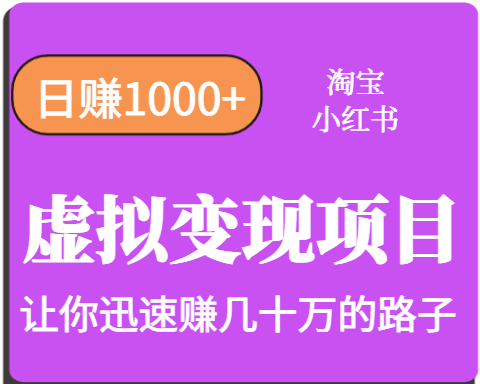 淘宝OR小红书虚拟变现，日赚1000+，多账号操作年收入几十W不等-chywc
