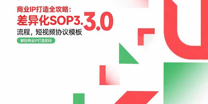 商业IP打造全攻略：差异化SOP3.0流程，短视频协议模板，婚恋项目实战案例-chywc