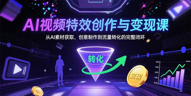 AI视频特效创作与变现课：从AI素材获取、创意制作到流量转化的完整闭环-chywc