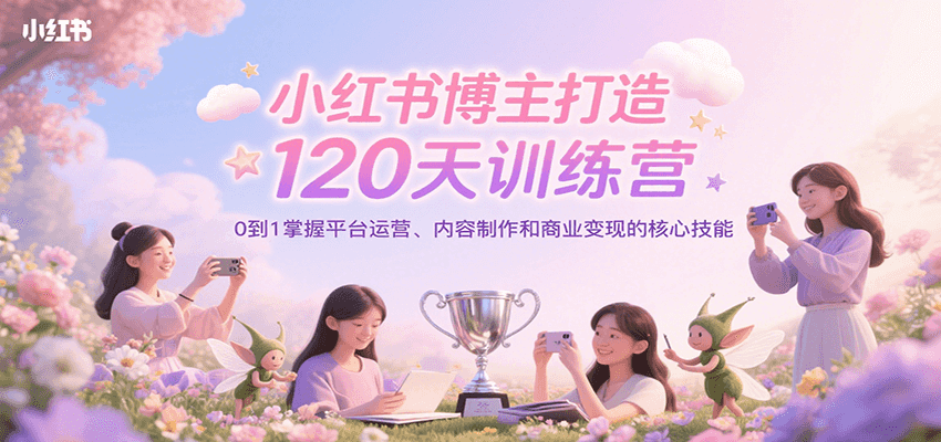 小红书博主打造120天训练营，0到1掌握平台运营、内容制作和商业变现-chywc