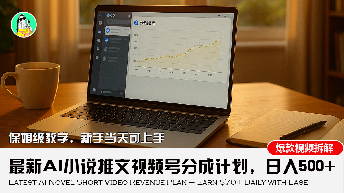 最新AI小说推文视频号分成计划，新手小白也能当天日入500+教程-chywc