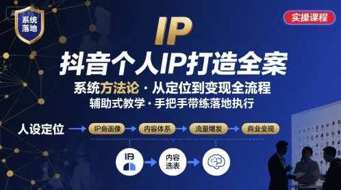 抖音个人IP系统落地实操大课，实操课程，辅助落地-chywc