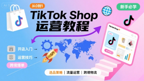 TikTok Shop从0到1运营教程，TikTok跨境电商新手必学课程-chywc