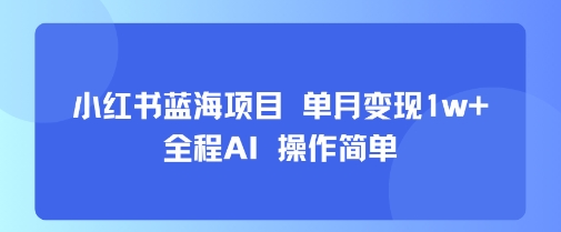 小红书蓝海项目 单月变现1w+ 全程AI 操作简单-chywc