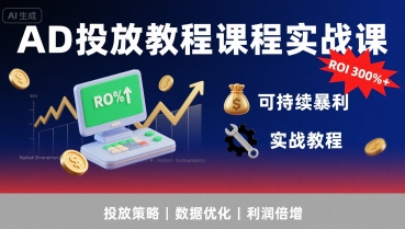 AD投放教程课程实战课，实现广告ROI300%+可持续暴利-chywc