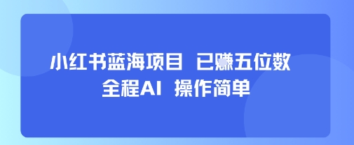 小红书蓝海项目，全程AI，操作简单，已挣五位数-chywc