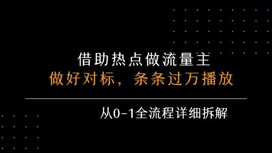 借力热点，乘顺风车玩流量主，条条过万播放， 每月收益5k+，从0-1全流程详细拆解-chywc