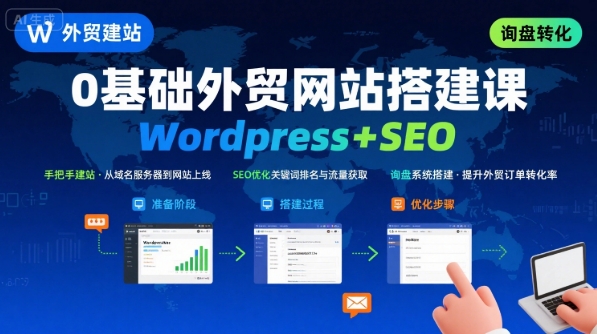 WordPress外贸建站+SEO优化课程，手把手教你从0到1搭建可获得询盘的外贸网站-chywc