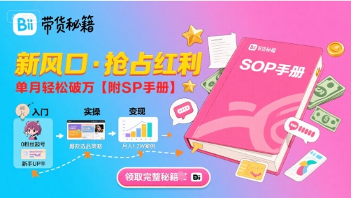 B站哔哩哔哩带货秘籍，新风口，抢占红利，单月轻松破万【附SOP手册】-chywc