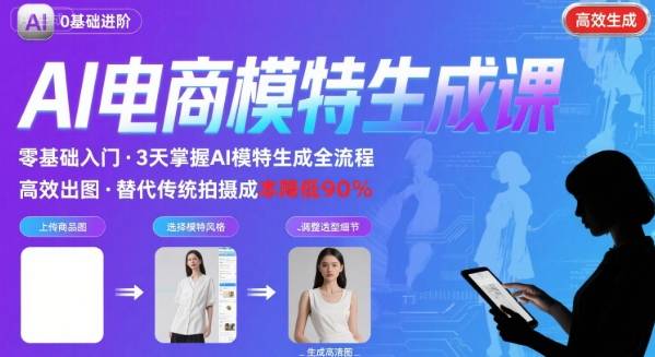AI模特进阶课程，0基础高效生成逼真电商模特图-chywc