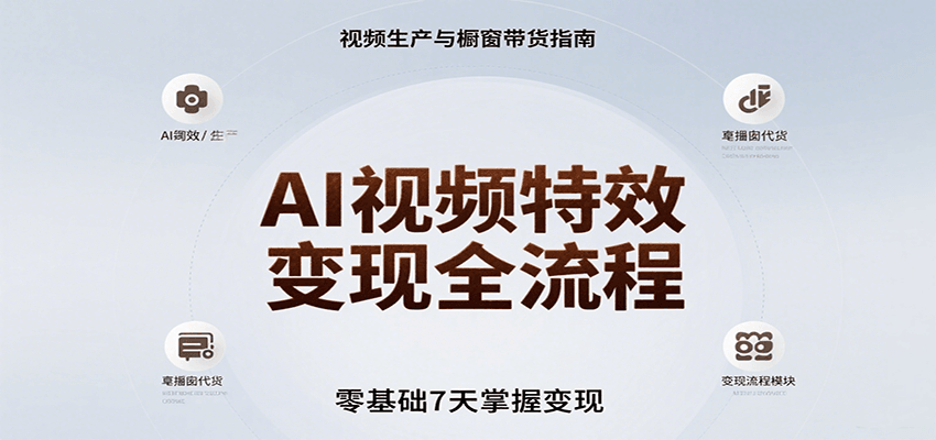 AI视频特效变现全流程，零基础7天掌握视频生产到橱窗带货变现-chywc
