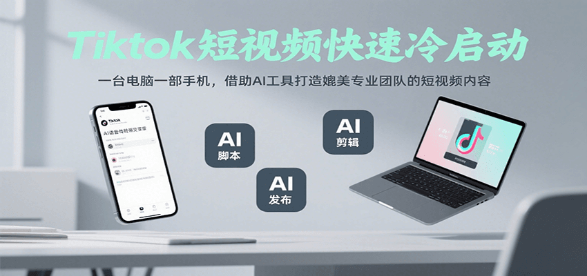 Tiktok短视频快速冷启动，一台电脑一部手机，借助AI工具打造媲美专业团队的短视频内容-chywc