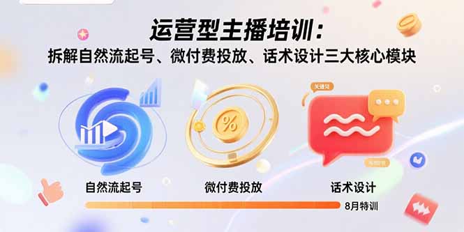 运营型主播培训：拆解自然流起号、微付费投放、话术设计三大核心模块-8月-chywc