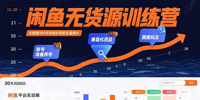 闲鱼无货源训练营：账号准备养号/垂直化选品/黑搜玩法，0基础30天盈利指南-chywc