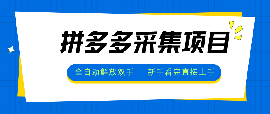 拼多多采集项目，全自动解放双手，单号日入30+-chywc