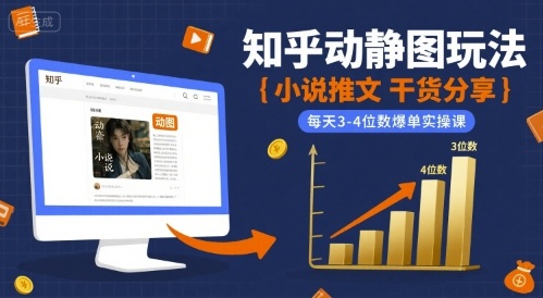 小说推文干货分享之知乎动静图玩法，每天3-4位数爆单实操课-chywc