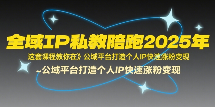 全域IP私教陪跑2025年，这套课程教你在​公域平台打造个人IP快速涨粉变现-chywc
