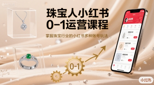 珠宝人小红书0-1运营课程，掌握珠宝行业的小红书多种账号玩法-chywc