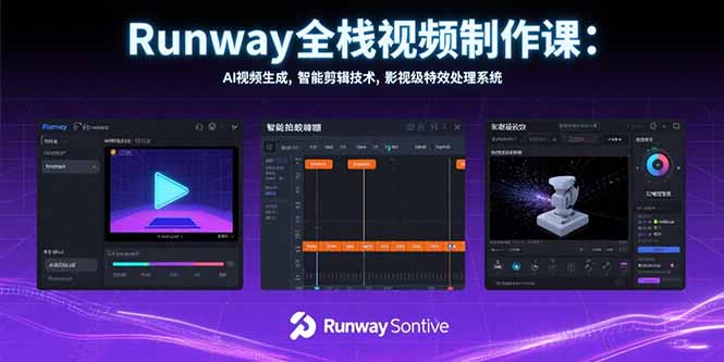 Runway全栈视频制作课：AI视频生成，智能剪辑技术，影视级特效处理系统-chywc