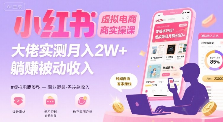 小红书虚拟电商，大佬实测月入2W+，实现被动收入-chywc