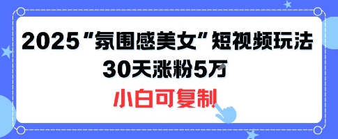 不露脸也能火！2025“氛围感美女”短视频玩法，30天涨粉5W小白可复制-chywc