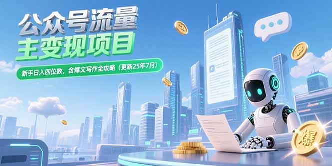 公众号流量主变现项目，新手日入四位数，含爆文写作全攻略(更新25年7月-chywc