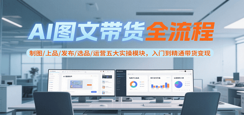 AI图文带货全流程，制图/上品/发布/选品/运营五大实操模块，入门到精通带货变现-chywc