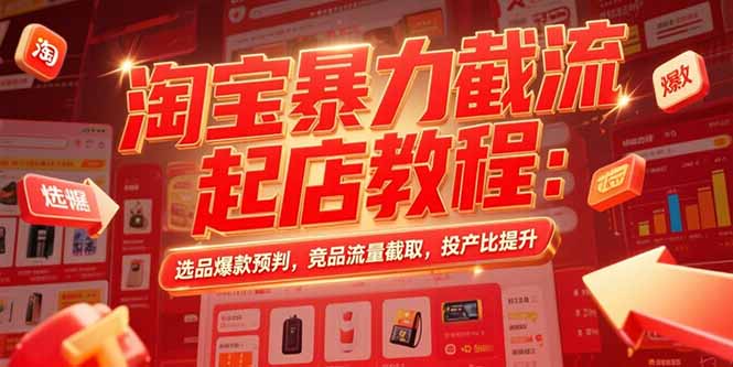 淘宝暴力截流起店教程：选品爆款预判，竞品流量截取，投产比提升-chywc