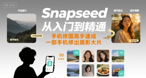 Snapseed从入门到精通，手机修图高手速成，一部手机就能修出摄影大片-chywc