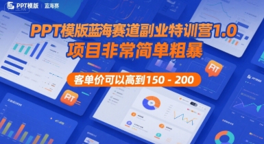 PPT模版蓝海赛道副业特训营1.0，项目非常简单粗暴，客单价可以高到150-200-chywc