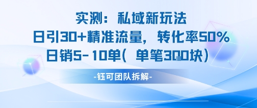实测私域新玩法日引30加精准流量转化率50%日销5-10单每笔3张-chywc