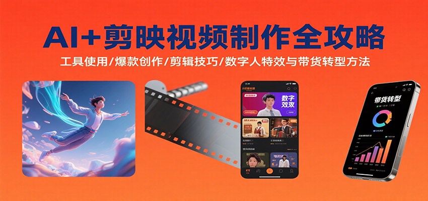 AI+剪映视频制作全攻略：工具使用/爆款创作/剪辑技巧/数字人特效与带货转型方法-chywc