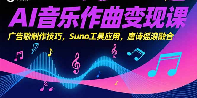 AI音乐作曲变现课，广告歌制作技巧，Suno工具应用，唐诗摇滚融合-chywc