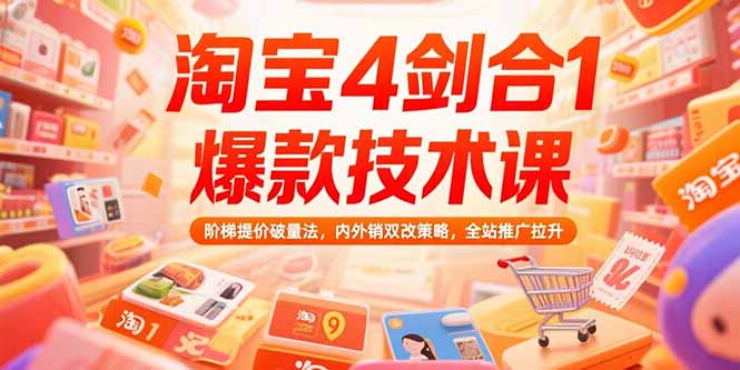 淘宝4剑合1爆款技术课73期：阶梯提价破量法，内外销双改策略 全站推广拉升-chywc