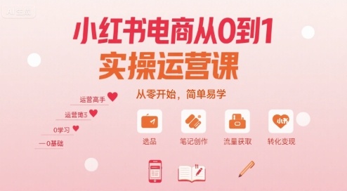 小红书电商从0到1实操运营课，从零开始，简单易学-chywc