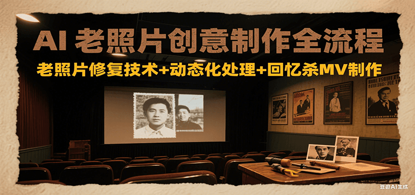 AI老照片创意制作全流程：老照片修复技术+动态化处理+回忆杀MV制作-chywc