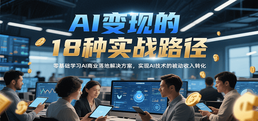 AI变现的18种实战路径，零基础学习AI商业落地解决方案，实现AI技术的被动收入转化-chywc