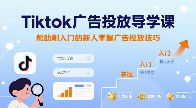 Tiktok广告投放导学课，帮助刚入门的新人掌握广告投放技巧-chywc