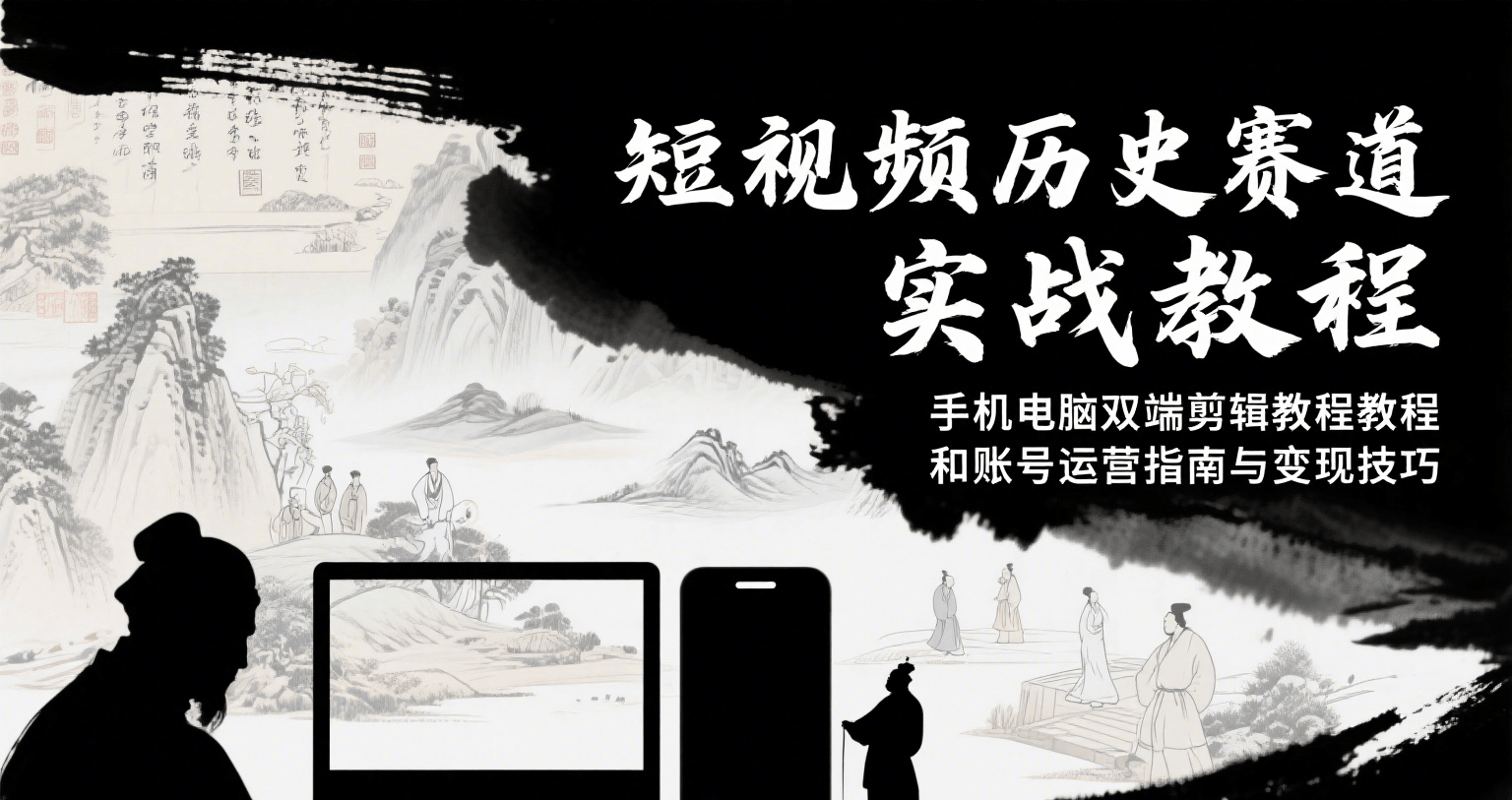 短视频历史赛道实战教程，手机电脑双端剪辑教程和账号运营指南与变现技巧-chywc