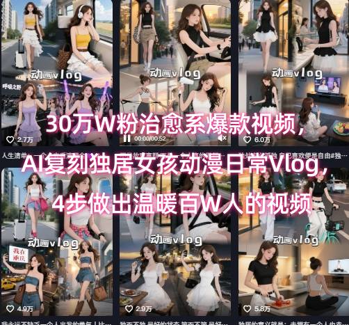 30万W粉治愈系爆款视频，AI复刻独居女孩动漫日常Vlog，4步做出温暖百W人的视频-chywc