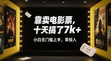靠卖电影票，十天搞了7k+，小白无门槛上手，零投入【揭秘】-chywc