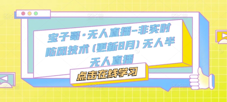 宝子哥·无人直播-非实时防风技术(更新25年7月)无人半无人直播-chywc